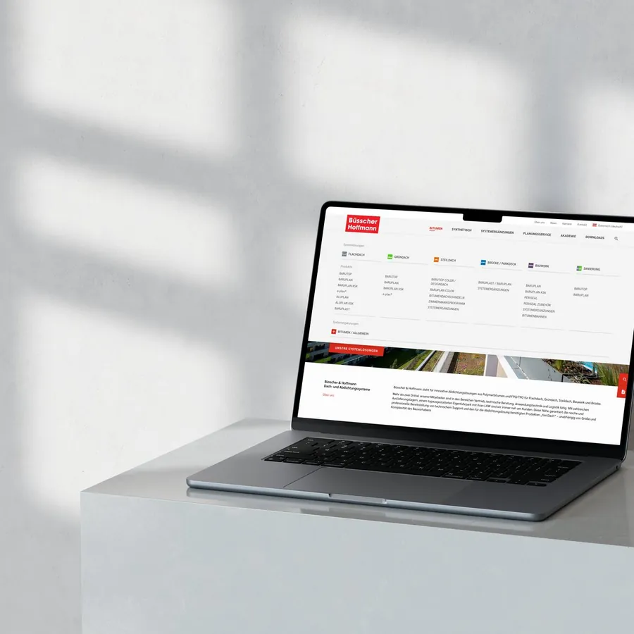 Produktseite von Büsscher & Hoffmann auf einem Laptop