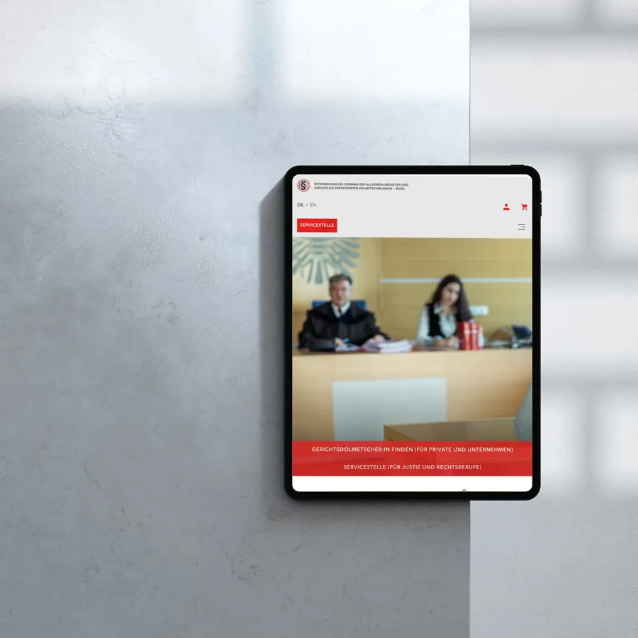 Website von ÖVGD auf einem Tablet