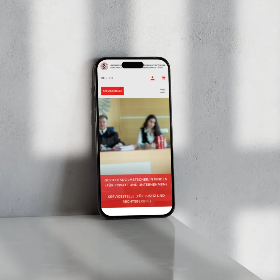 Website von ÖVGD auf einem Smartphone