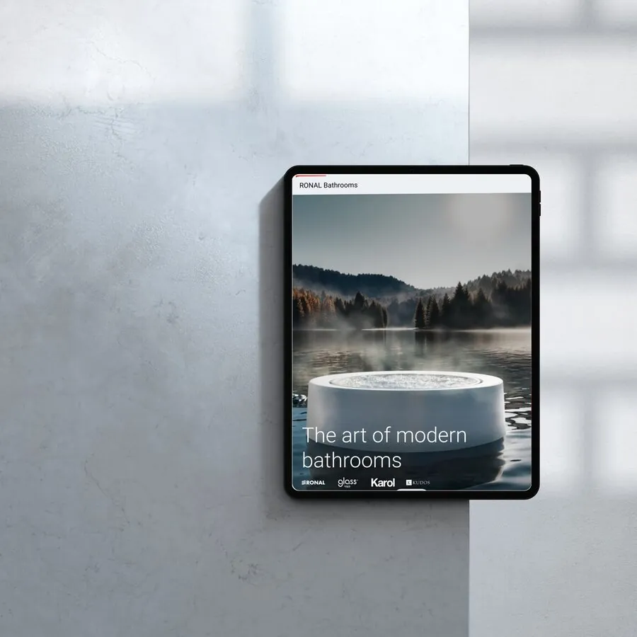 Website von RONAL Bathrooms auf einem Tablet